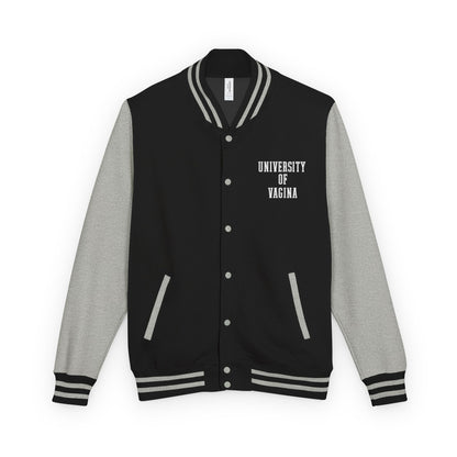 "University of Vagina" Letterman Jacket —  Back Print Collegiate Bomber