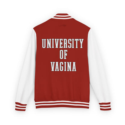 "University of Vagina" Letterman Jacket —  Back Print Collegiate Bomber
