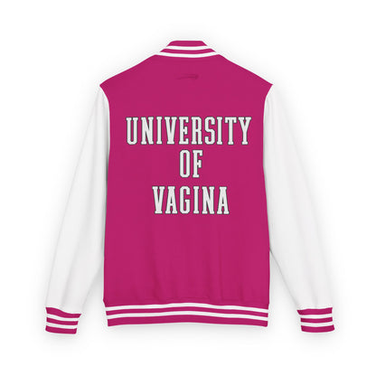 "University of Vagina" Letterman Jacket —  Back Print Collegiate Bomber
