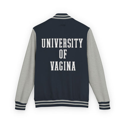 "University of Vagina" Letterman Jacket —  Back Print Collegiate Bomber