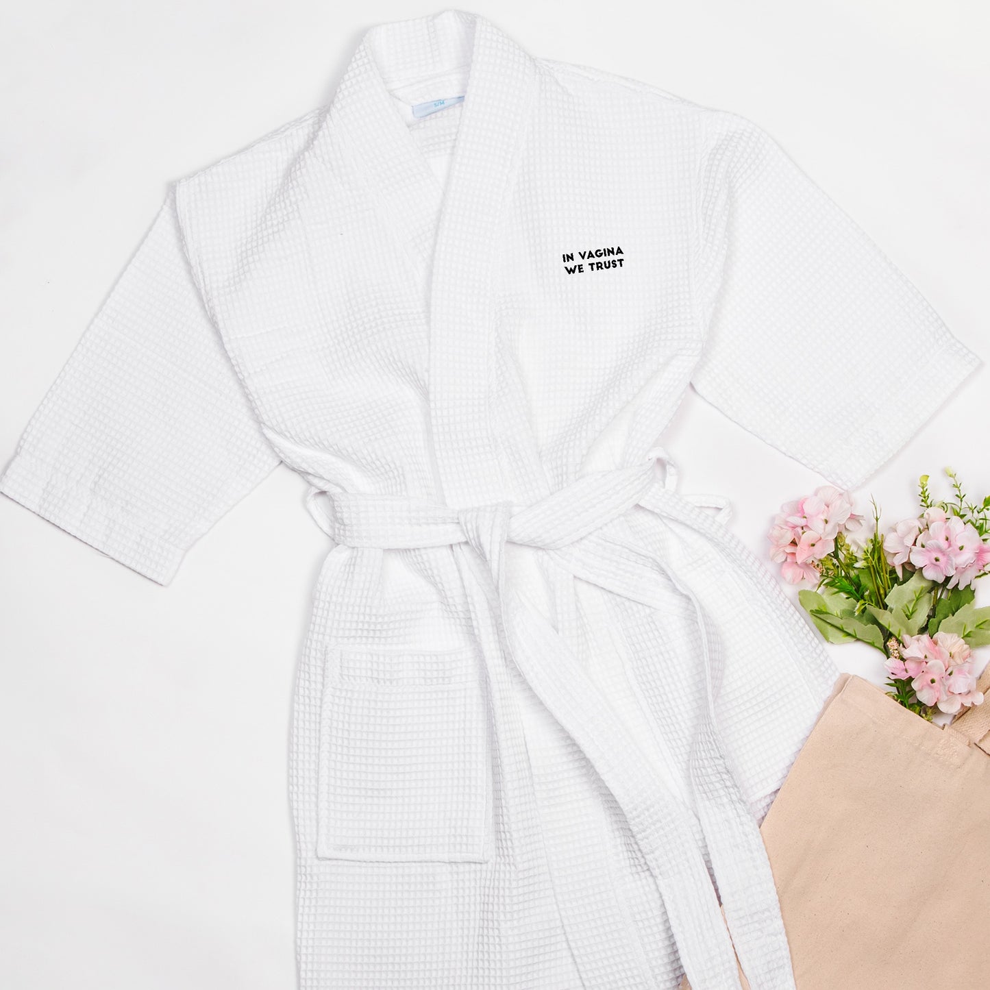 In Vagina We Trust - Waffle Weave Kimono Robe - Thigh Length